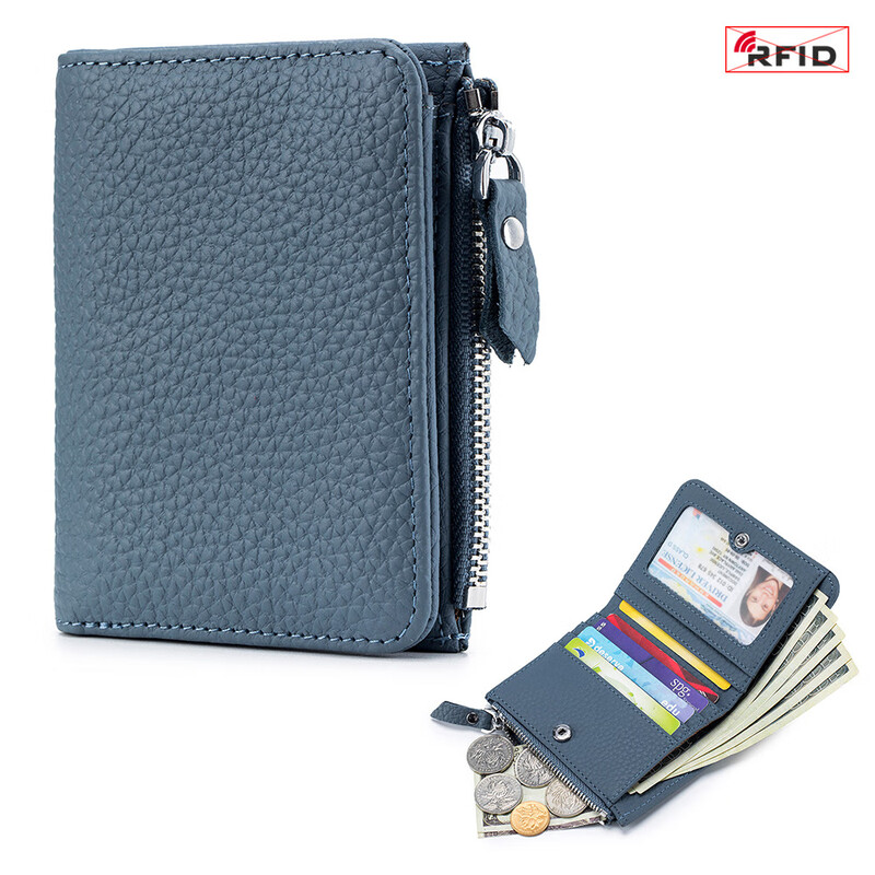 VANLEMN Denmark study abroad travel anti-theft brush ultra-thin wallet cowhide anti-degaussing men's and women's card holder all-in-one new style dark black