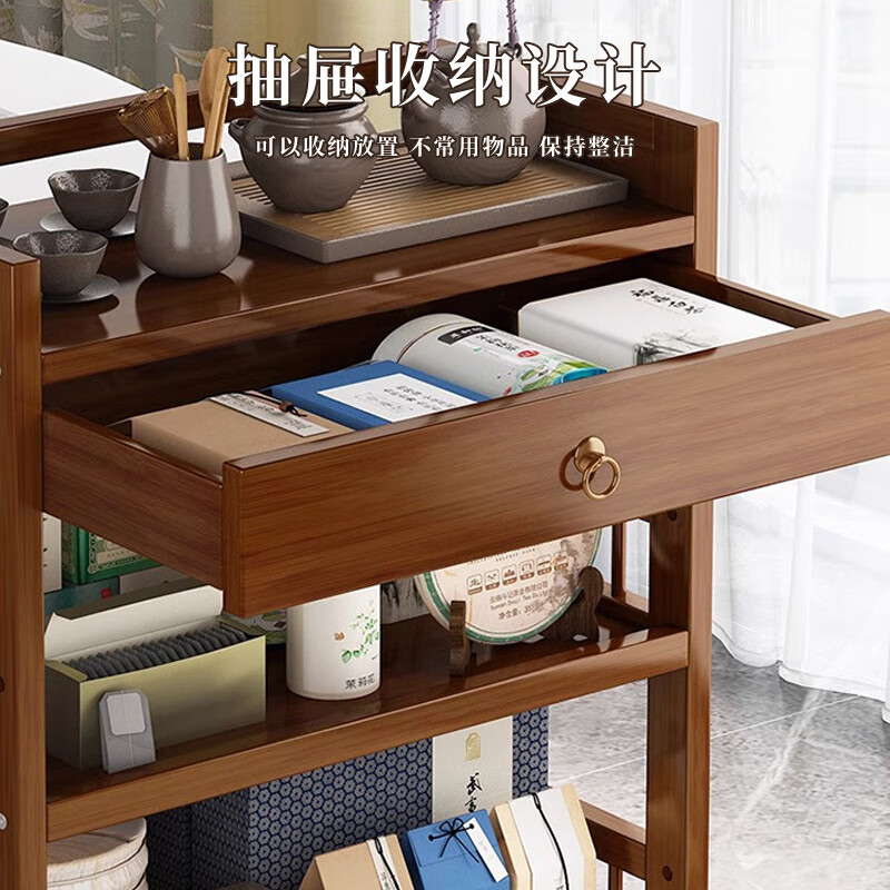 Travel Home Mobile Tea Cart Tea Rack Small Coffee Table Tea Table Side Cabinet Tea Water Cabinet Tea Cart Storage Rack 3 Layers 50 With Drawer