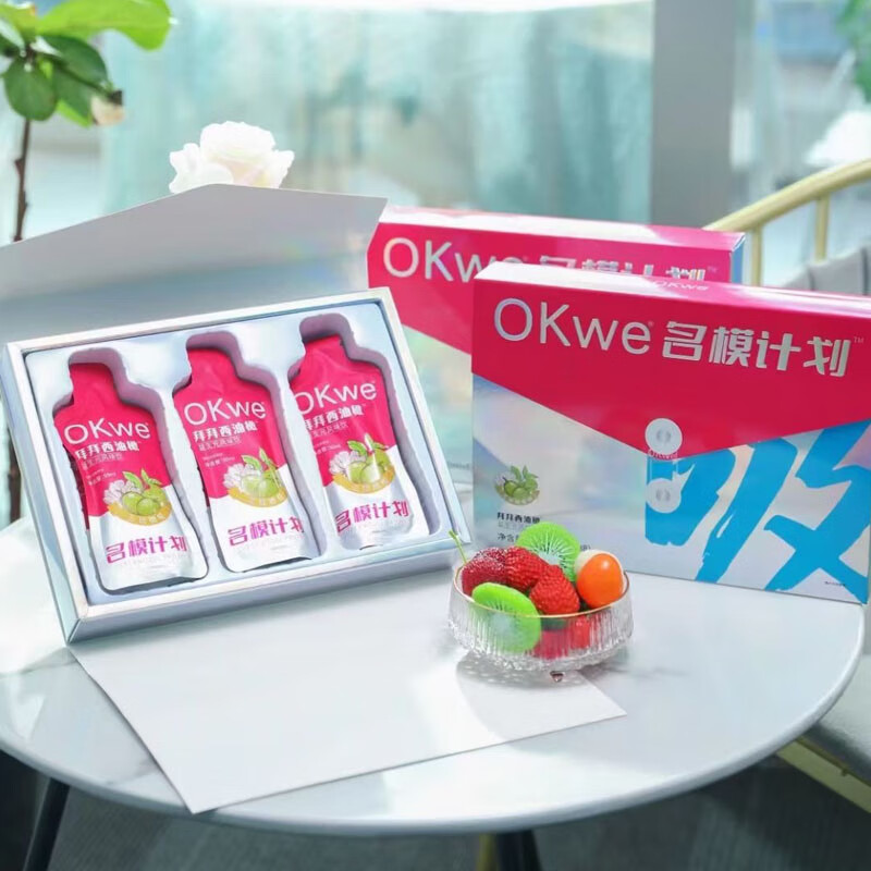 Luxurious soso fruity jelly OKWE Supermodel Plan Bye Bye Drink Western Olive Prebiotic Flavored Fruit Drink OKWE Supermodel Plan Bye Bye Drink 8 bags*10 boxes