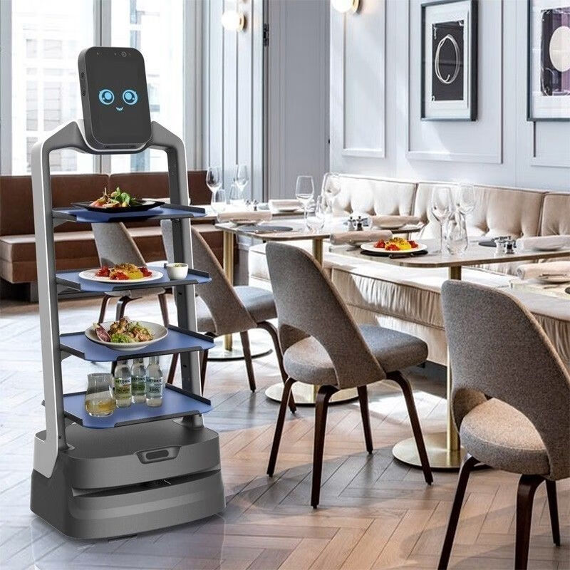 Orion Star Lucky Leopard Meal Robot Intelligent Conversation Hot Pot Restaurant Hotel Restaurant Automatic Food Delivery Service White