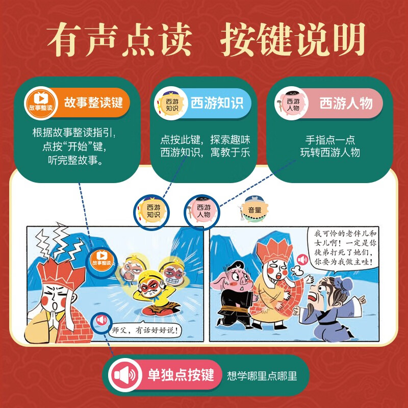 Haiyue Classic Comics Audiobook Gift Box for Children Journey to the West Comics Audiobook + Romance of the Three Kingdoms Comics Audiobook for Young Children Comics Beautiful Picture Book Talking Journey to the West Comics Children's Edition Xun Listener Chinese Learning Machine One-year Gift New Year's Day Gift New Year's Gift Click to Read Audiobook Audiobook Early Education Audiobook