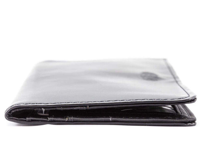 Big SkinnySkinny Women's Executive Leather Bi-Fold Checkbook Slim Wallet 40 Card Slots Black