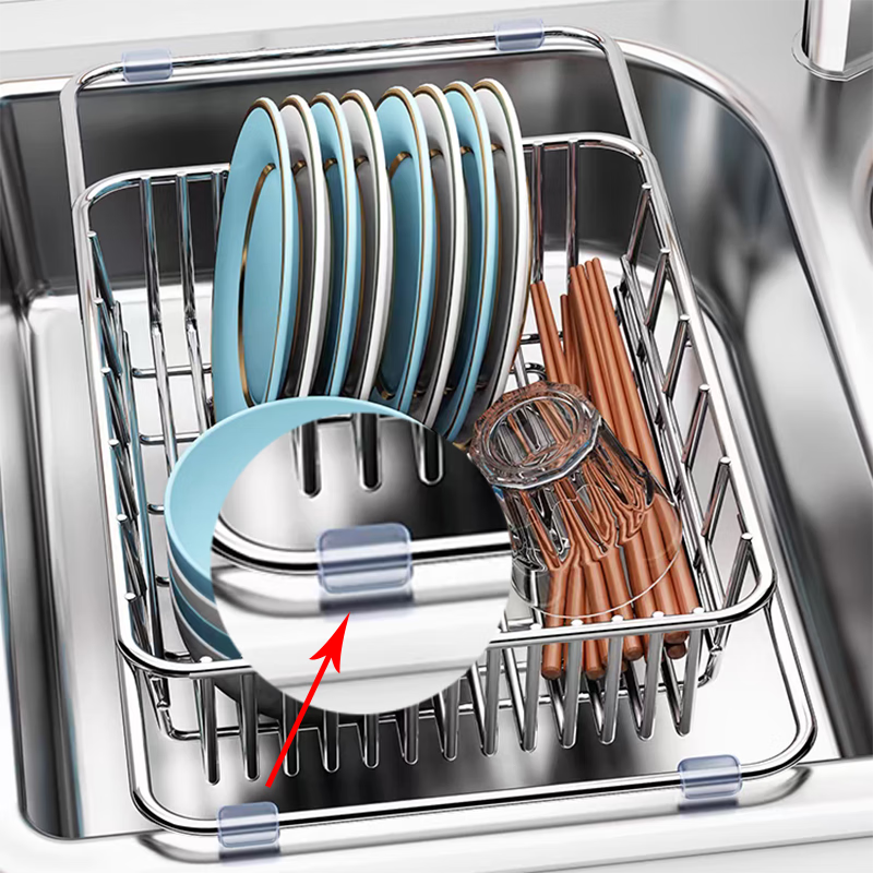 Kunsui sink drain basket anti-slip beads leather pad rubber ring drain rack plastic vegetable basket shock-proof accessories drain rack gasket transparent large size 20 pieces