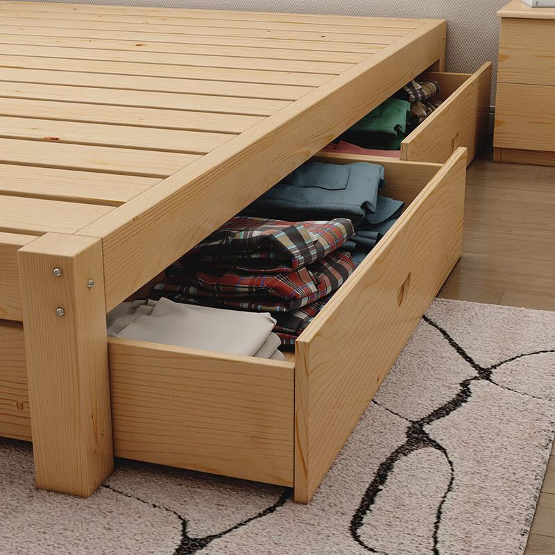 Yinghuan tatami solid wood bed without bedside 1.5 meters simple pine double bed 1.8 rental bed 1.2 meters factory direct sales natural pine model solid wood bed 30 high 1 meter wide 1.9 meters long