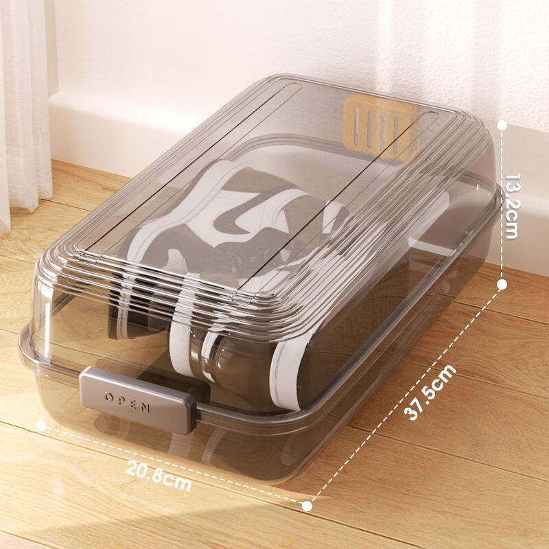 Meikejie shoe box storage box household shoe storage artifact plastic transparent men's and women's dormitory shoe cabinet organization thickened moisture-proof large size with dryer sheet Naduo gray within 45 yards buy five get five free 10 thickened shoe boxes in total 10 pcs