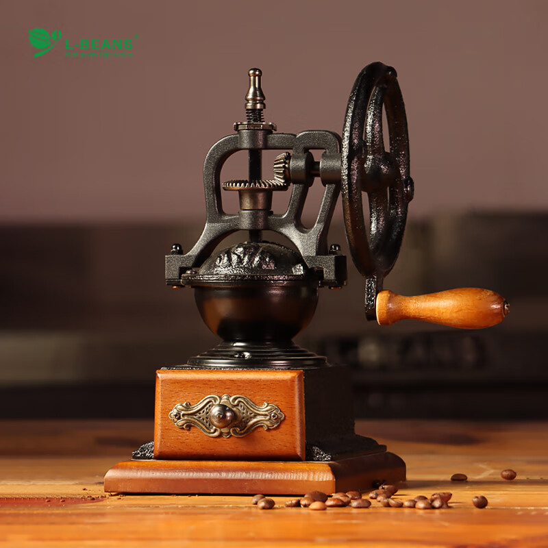 L-BEANS hand-cranked bean grinder household coffee bean grinder manual coffee machine grinder upgraded version grinding core wheel adjustable small handwheel bean grinding machine (carbon steel grinding core)