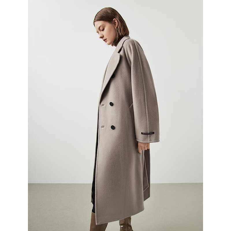 Langziqiji red top stock replenishment pure wool waist mid-length woolen coat coat women's suit collar winter new style smoke gray 3 L