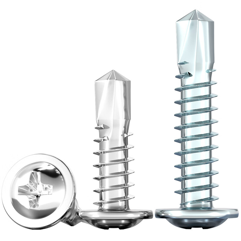 Tianzhuo Hardware 410/304 stainless steel cross round head padded drill tail screws galvanized large flat head self-tapping self-drilling dovetail screws 410 material 4.2*16 50 pieces