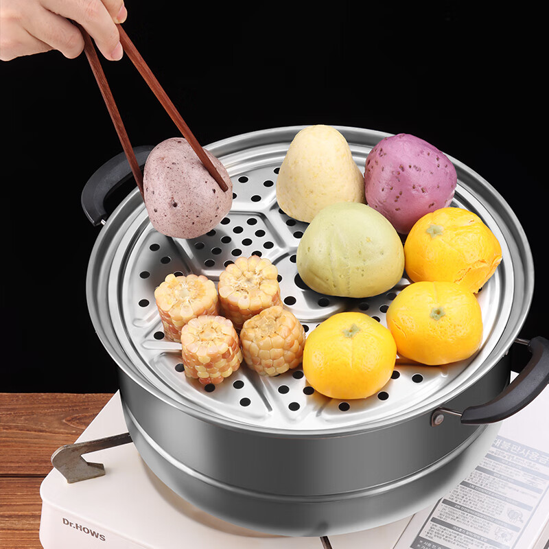 Baijie 304 stainless steel steaming rack, steaming sheet, steaming tray, steaming grid, wok, steaming plate, grate, water-proof steamer rack, steaming vegetable steaming curtain 29cm