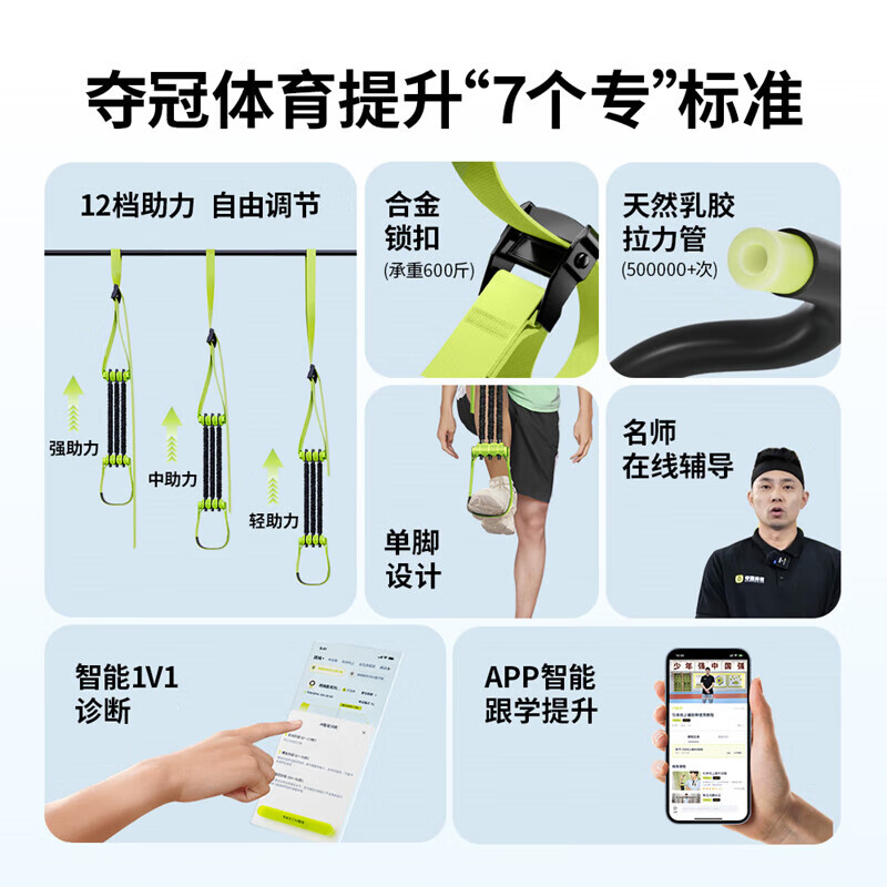 Winning pull-up assist belt, home horizontal bar auxiliary device, indoor fitness training auxiliary belt, elastic band, elastic rope, auxiliary belt + self-locking horizontal bar (95-125cm)