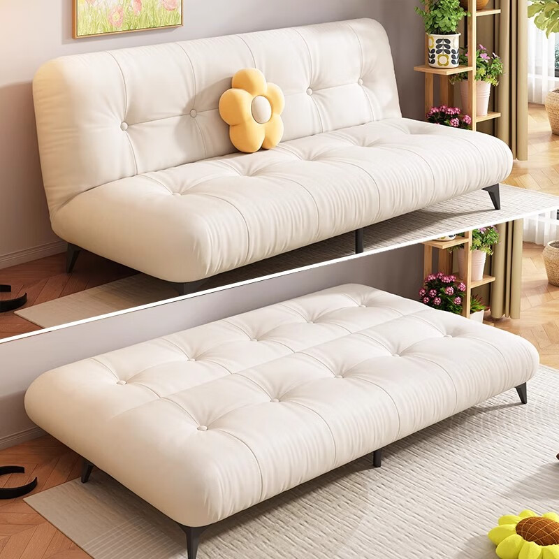 Qinuo Yunduo sofa folding dual-use integrated sofa bed rental apartment economical new fabric small sofa off-white latex model three-speed adjustment 1.8 meters long wear-resistant cat scratch leather