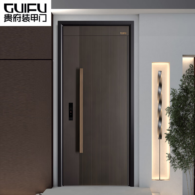 Guifu armored door Guixia shaft type silent door carved cast aluminum door safety door