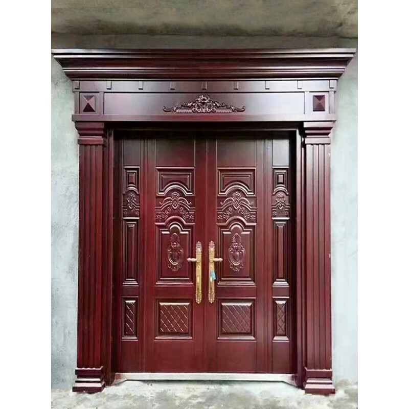 CLCEY rural hall door self-built house entrance door residential door villa door zinc alloy entrance door double door square price - four-door card door - 2