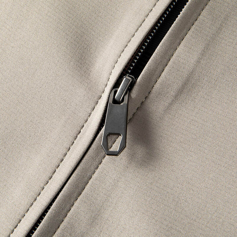 MONTAGUT Mulberry Silk Men's Breathable Jacket Casual Lapel Inner Plaid Solid Color Men's Jacket JC Khaki XL