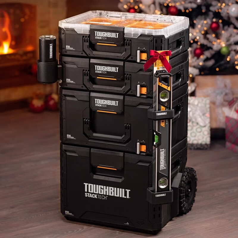 TOUGHBUILT stackable tool box three-piece set pull rod multi-functional repair vehicle combination with storage stacking box stackable tool box 4-piece set
