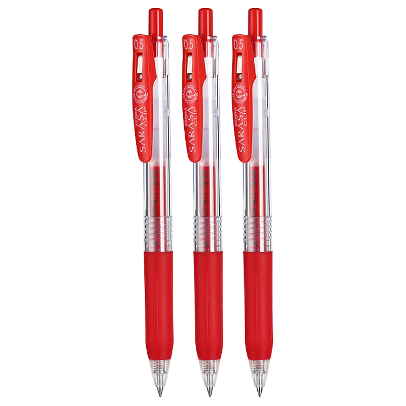 Zebra brand (ZEBRA) must-have JJ15 press red gel pen 0.5mm signature pen business pen student practice calligraphy exam brush pen learning office stationery set 3 pieces