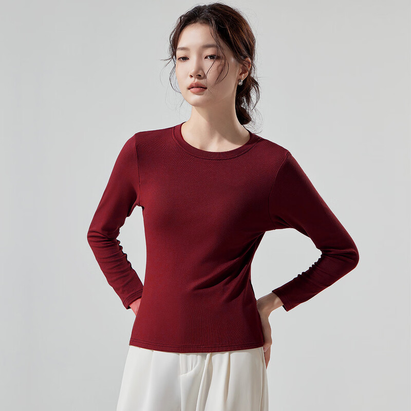 Farewell Ankora Red Bottoming Shirt Women's Autumn and Winter New Style Comfortable Soft Elastic Inner Long Sleeve Top Ankora Red M