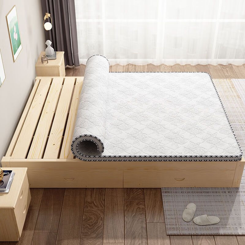 Yinghuan tatami solid wood bed without bedside 1.5 meters simple pine double bed 1.8 rental bed 1.2 meters factory direct sales natural pine model solid wood bed 30 high 1 meter wide 1.9 meters long
