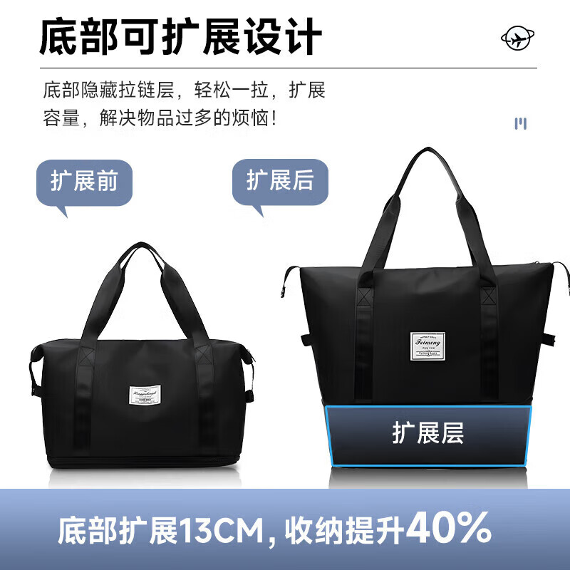 Baicaoyuan travel bag large capacity expansion business trip male and female handbag luggage fitness bag can be put into the trolley case for delivery storage