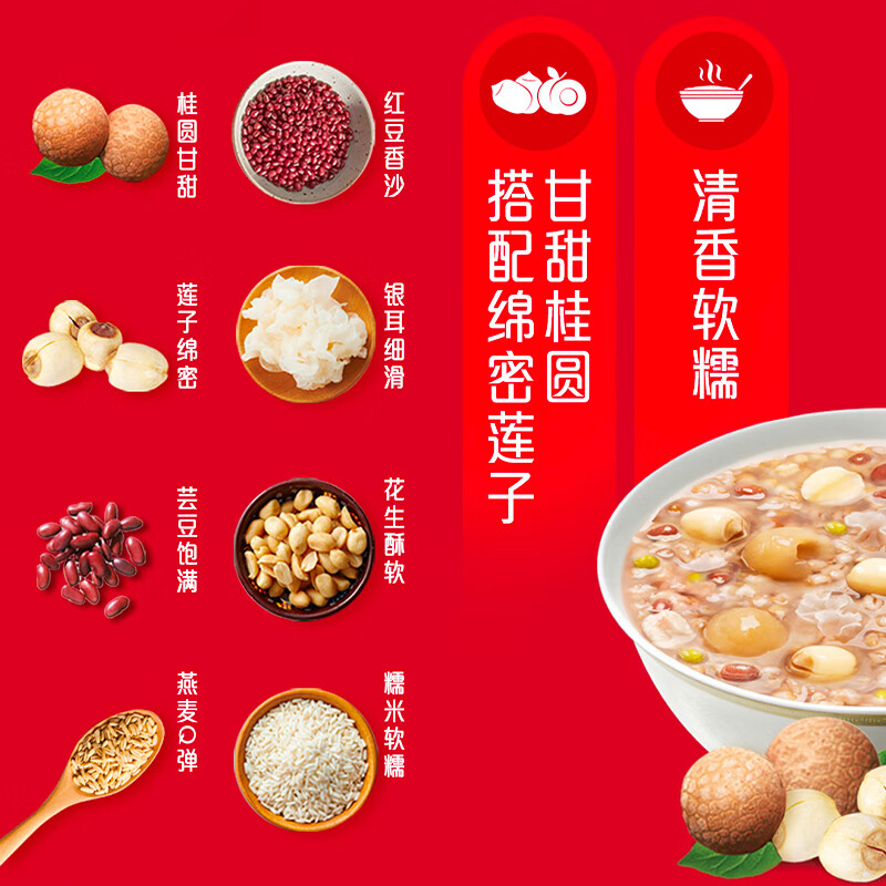 Yinlu holiday gift instant breakfast longan lotus seed eight-treasure porridge 360g*12 cans gift box meal replacement