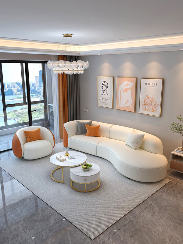 Huida imperial concubine sofa living room 2025 new small apartment special-shaped sofa coffee table set combination household technology cloth four-seater sofa 2.4 meters segmented