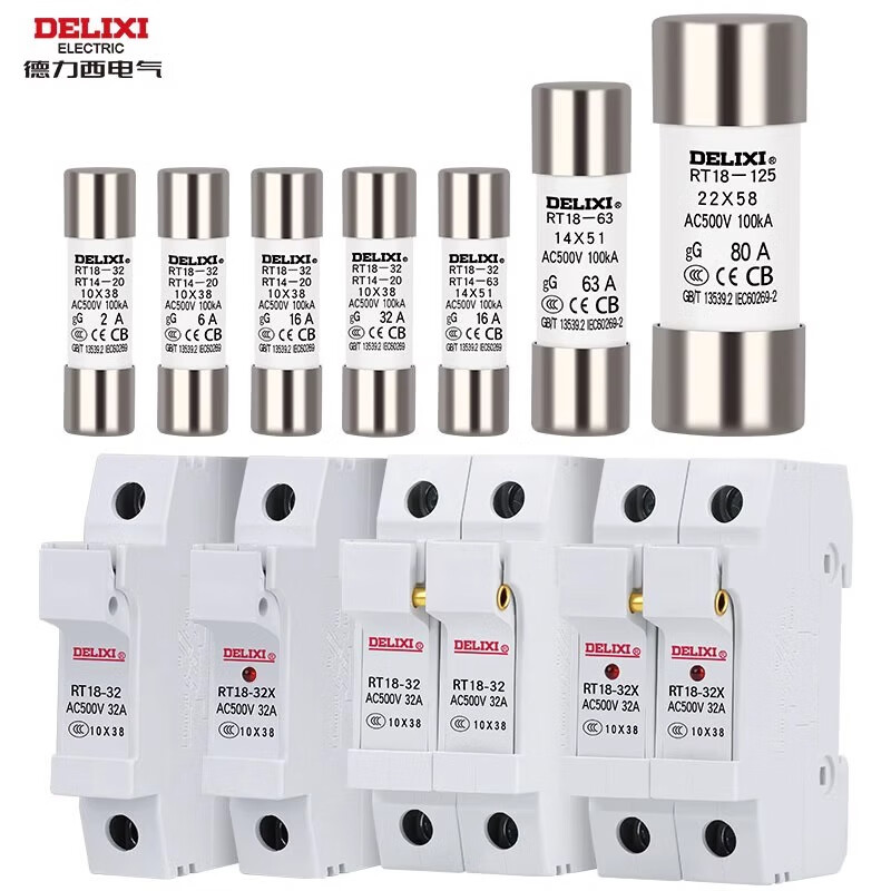 Delixi Electric Delixi rt14-63 fuse ceramic low-voltage fuse core fuse fuse fuse base rt18-32 6A 10X38 ten pieces