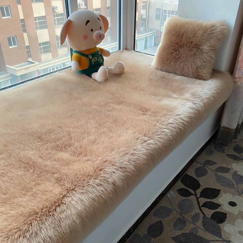 Nordic plush thickened bay window mat window sill mat non-slip balcony cushion bedroom sofa cushion imitation wool can be customized white 60X170 cm * rectangular