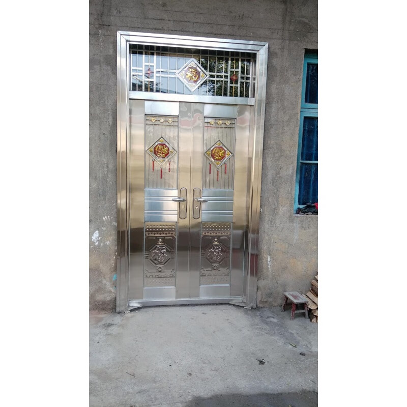 Qilicai customized 304 thickened stainless steel door double-open stainless steel security door entrance flat door villa door home door ordinary thickened stainless steel