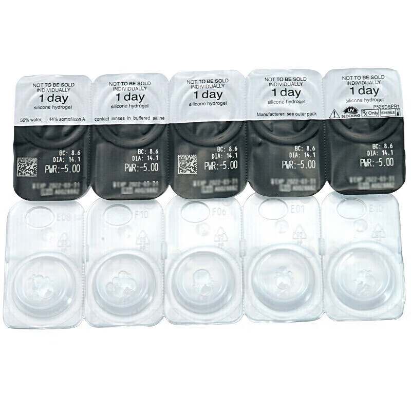 Cooper Optical Oxygen Clear Imported Transparent Contact Lenses Silicone Hydrogel Daily Disposable 30 Pieces 475 Degrees