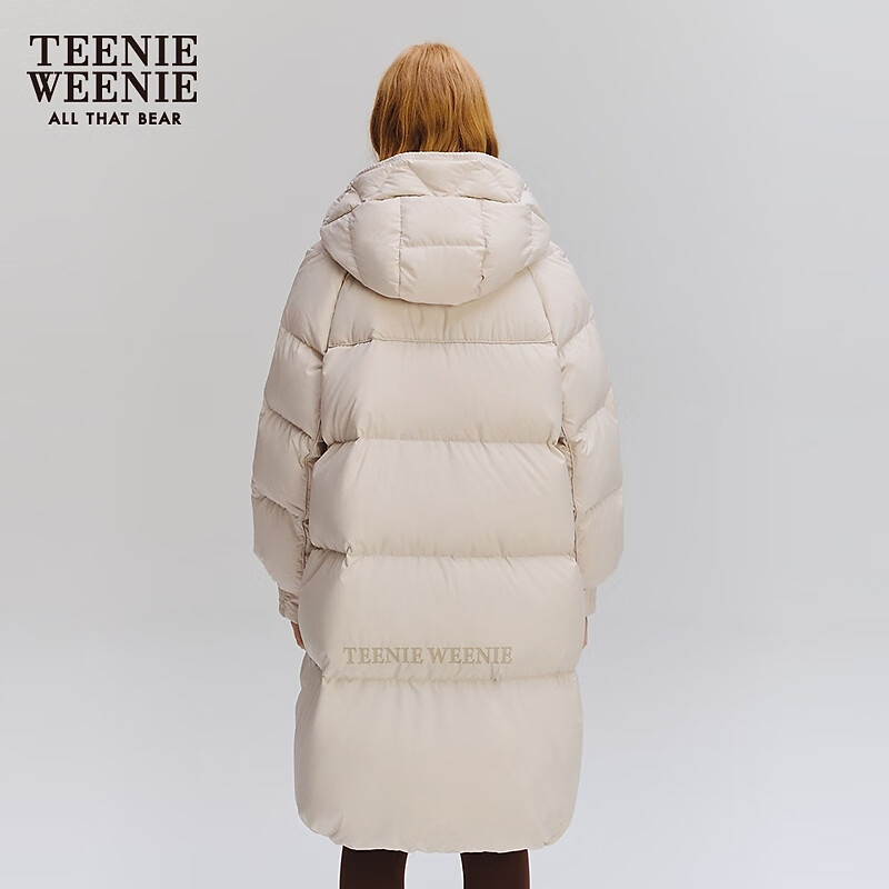 Teenie Weenie Goose Down Bear Winter College Style Down Jacket Casual Commuting Mid-length Jacket Women's Light Khaki L (170)