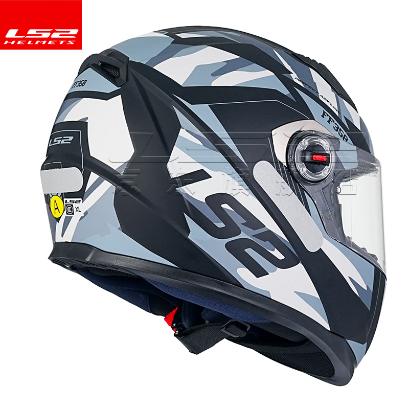 LS2 motorcycle helmet for men and women, all-season racing anti-fog 3C running helmet, go-kart all-season safety helmet FF358 matte black-gray camouflage tank (free anti-fog patch + hood) XXXL (61-62 head circumference recommended)