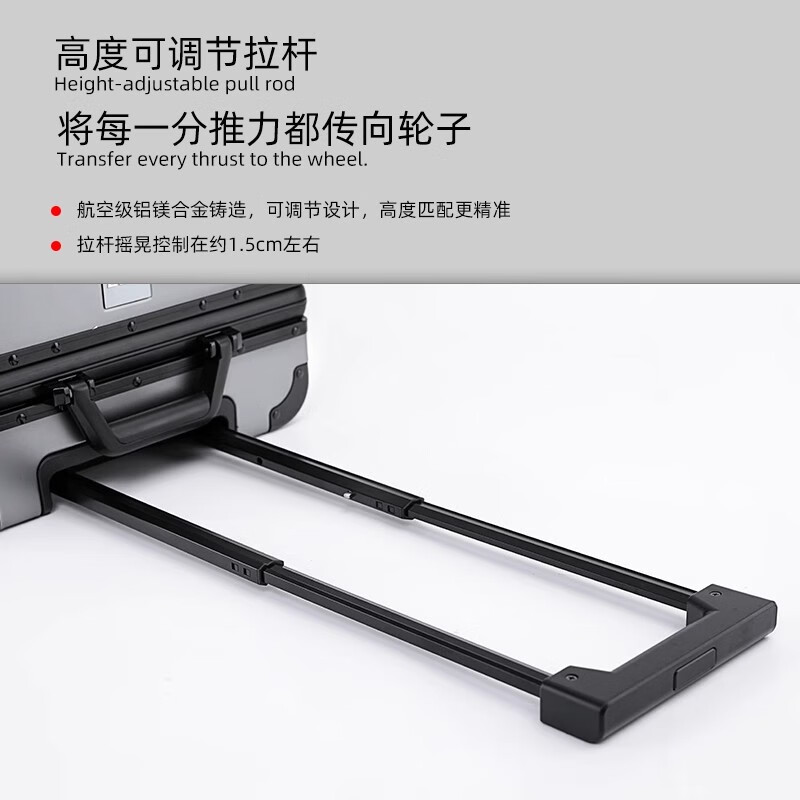 Lee business all-aluminum magnesium alloy suitcase for men and women, high-end business trip boarding trolley case, aluminum frame password box, travel case, black 29 inches