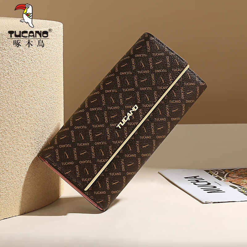 Woodpecker (TUCANO) 2026 new women's long wallet card holder two-in-one high-end niche design New Year's Day birthday gift brown long wallet