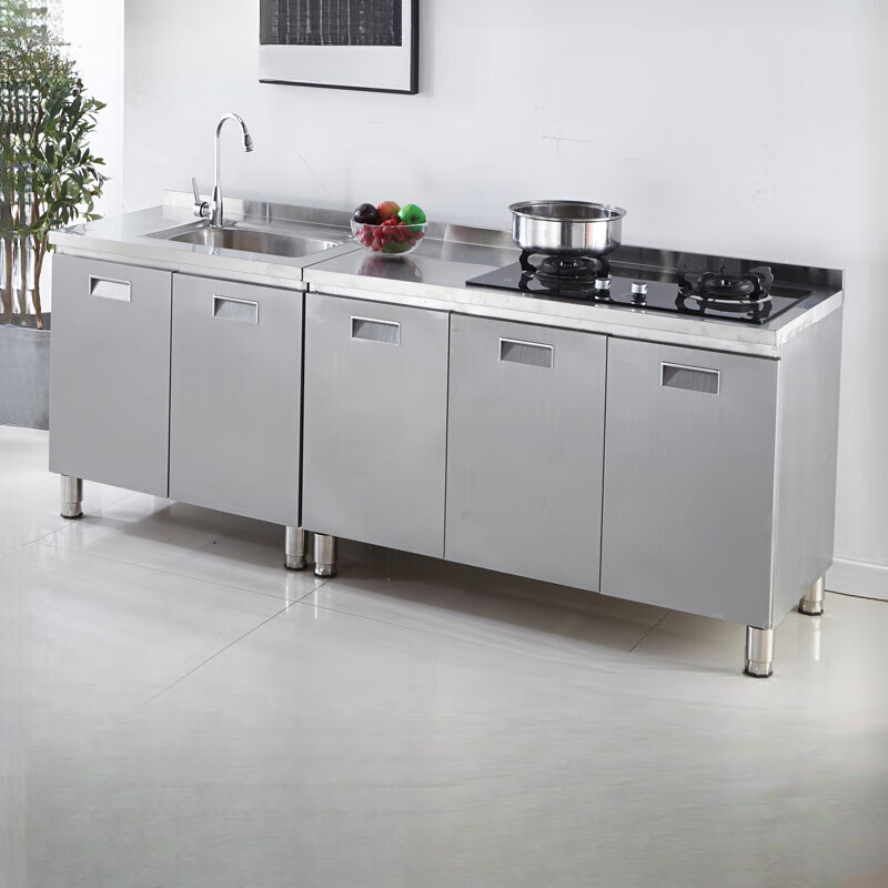 PORITIN 2025 new 304 overall stainless steel kitchen cabinet stove storage cupboard household small apartment cabinet 80cm flat 304 thickened