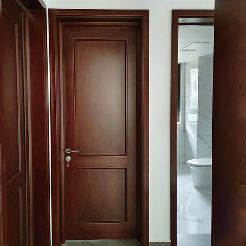 Red cherry log painted door bedroom door set bathroom door indoor solid wood room door villa whole house customization solid wood deposit