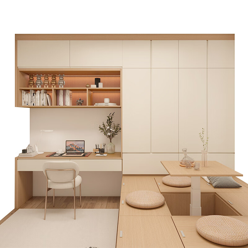 PIANO whole house customized tatami bed wardrobe bookcase integrated bedroom modern simple tatami customized bedroom furniture advance payment