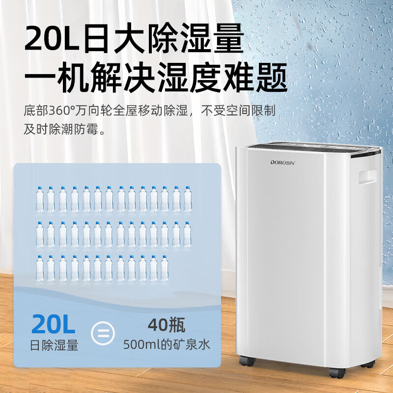 Duluxin Intelligent Dehumidifier 20L/30L Upgraded Large Water Tank APP Intelligent Control High-Power Home Living Room Bedroom Dry Clothes Moisture Absorption and Dehumidification Artifact Dehumidifier 20L/day 40-70 ER-20ES