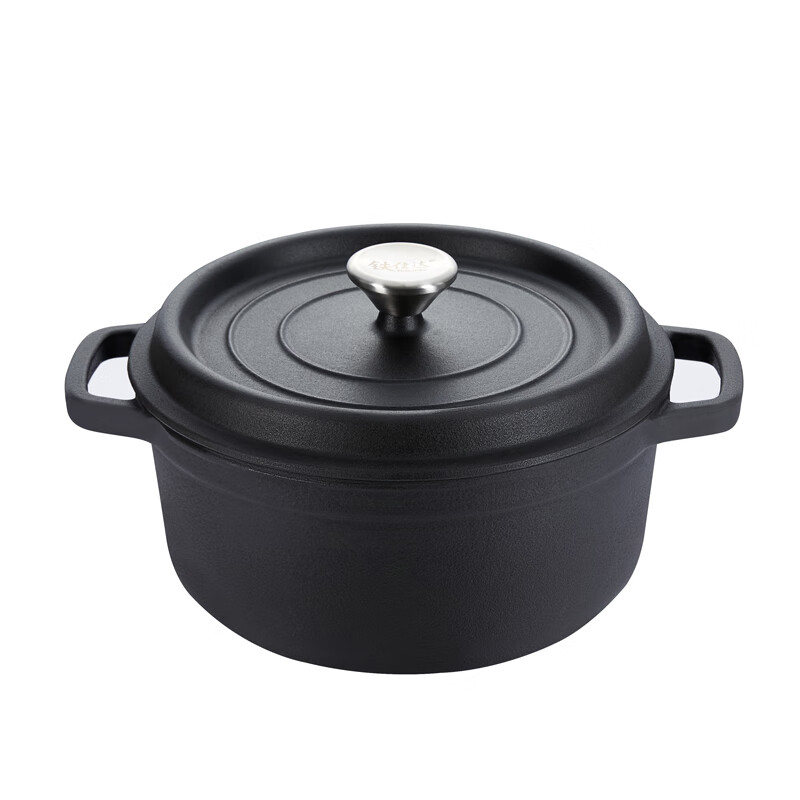 Telssida thickened enamel pot cast iron soup pot household stew pot double-eared enamel soup pot stew pot matte black 24cm