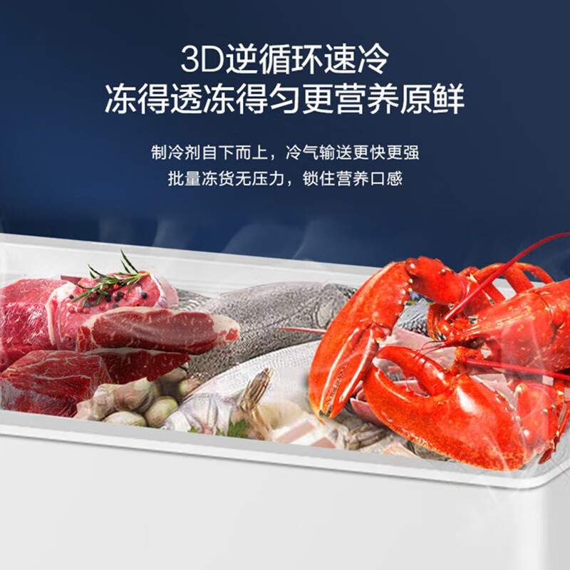 Haier produces a single-temperature freezer for home use that does not require frequent defrosting, a first-level energy-efficiency horizontal refrigerator-freezer, a small mini refrigerator, 100 liters, and a food basket with casters | about 140 pounds of frozen meat Leader