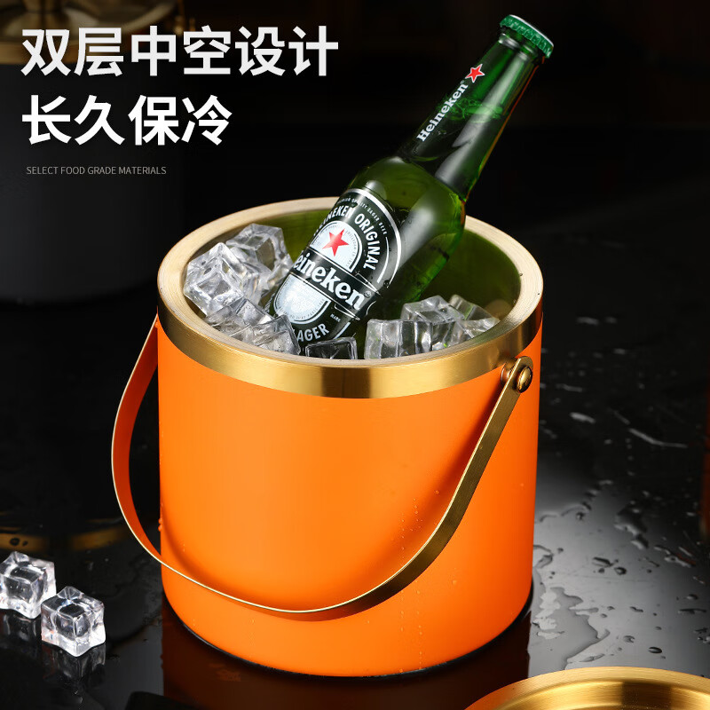 Aoyanlai thickened double-layer stainless steel red wine ice bucket champagne ice wine bucket ice beer bucket spit wine bucket ice bucket insulation bucket silver waist ice bucket
