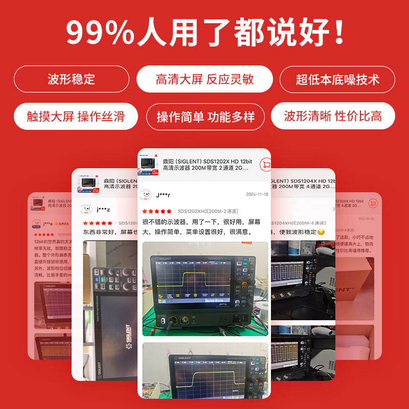 SIGLENT SDS1204X HD 12bit high-definition oscilloscope 200M bandwidth 4 channels 2G sampling