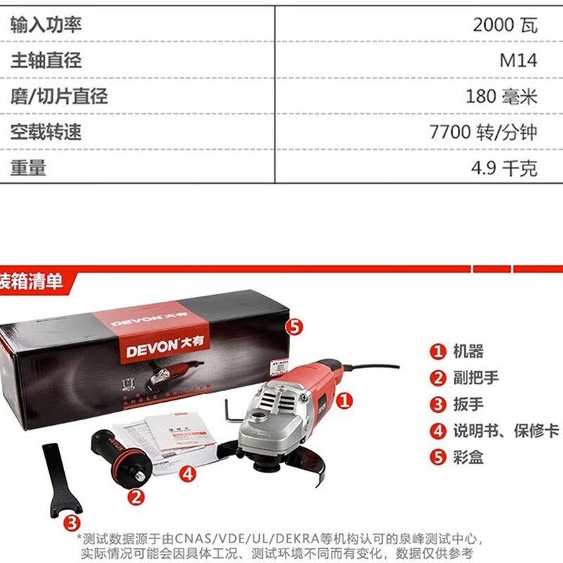 Dayou 2000W high-power strong load angle grinder 2810-2S handheld grinder cutting and polishing grinder 2810-2S dust-proof and waterproof shock-absorbing handle