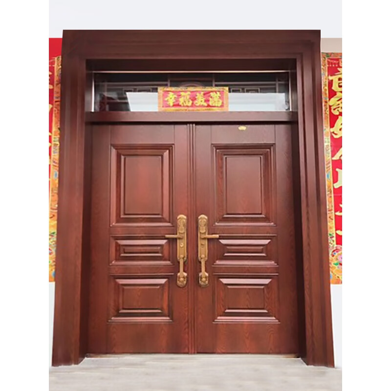 CLCEY rural hall door self-built house entrance door residential door villa door zinc alloy entrance door double door square price - four-door card door - 2