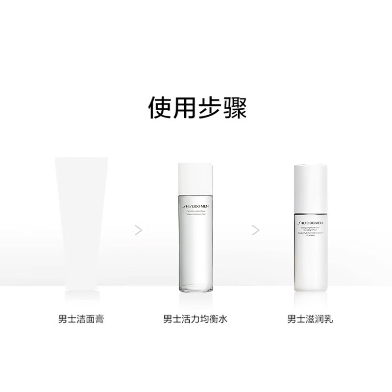 Shiseido Men's Skin Care Toner (Vitality Balanced Water 150ml + Revitalizing Moisturizing Milk 100ml) Refreshing and Moisturizing