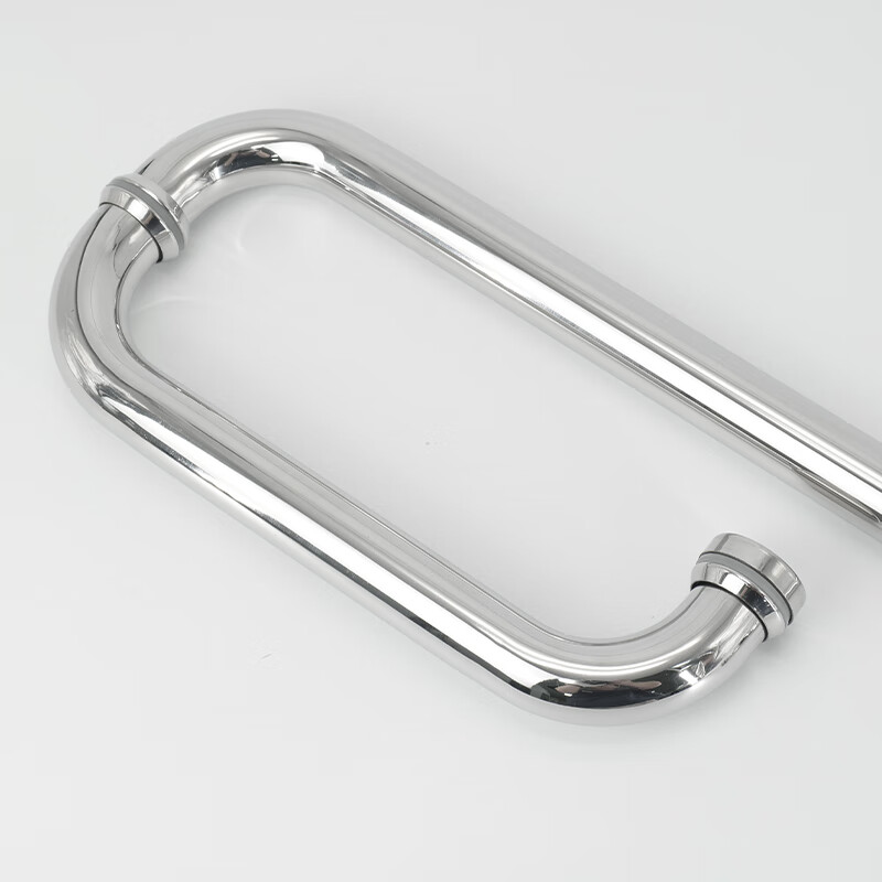 Bingyu bathroom glass door handle 304 stainless steel L-shaped long and short three-hole door handle bright extra thick 25*425*225mm BH-609