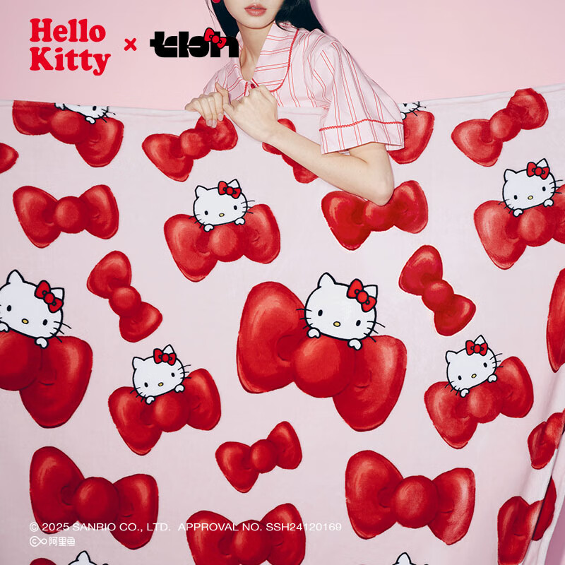 Brutalist Home (tbh) Sanrio Hello Kitty Flannel Throw Blanket Double-sided Velvet Feel Sofa Air Conditioning Blanket Nap Blanket Skin Friendly Velvet Blanket