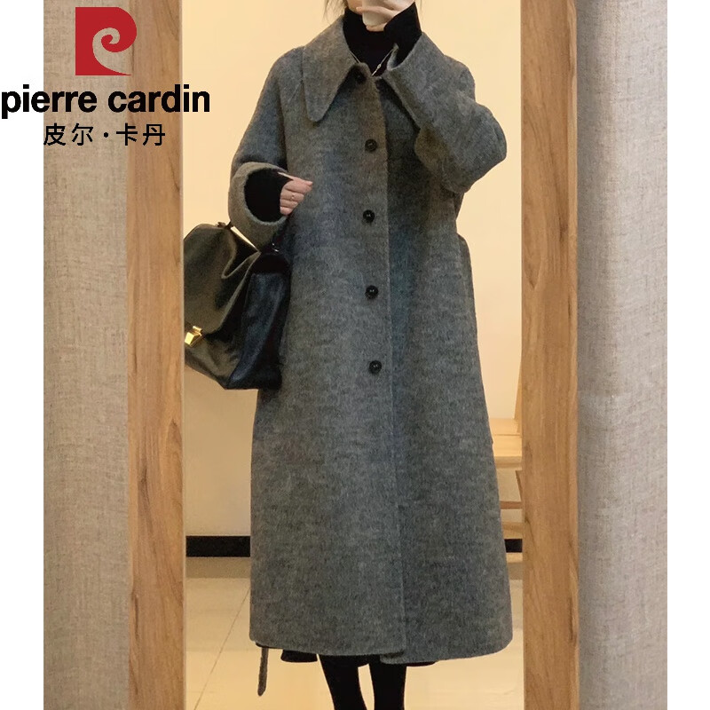 皮尔卡丹(pierre cardin)2025秋冬季新款呢子大衣女毛呢外套小个子韩系中长款赫本风 深灰色 S