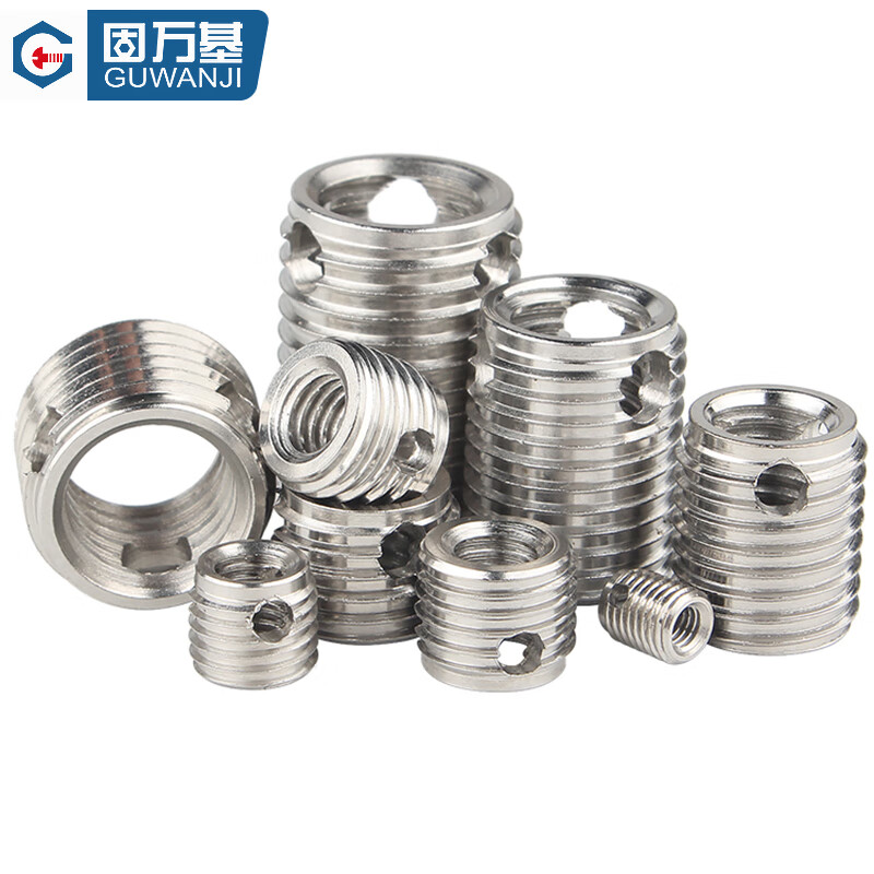 Guwanji 303 stainless steel 302 type self-tapping braces self-tapping screw sleeves color zinc thread sheath bushing slotted thread protective sleeve M8x12x14 308 type-1 piece stainless steel
