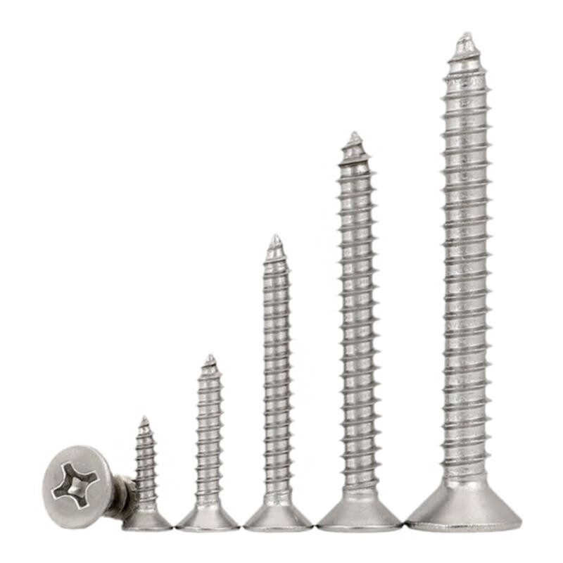 Huili 04 stainless steel flat head self-tapping screws wood screws extended cross countersunk head self-tapping screws M2M4M5M6 ST1.6*8 (1000 pieces)