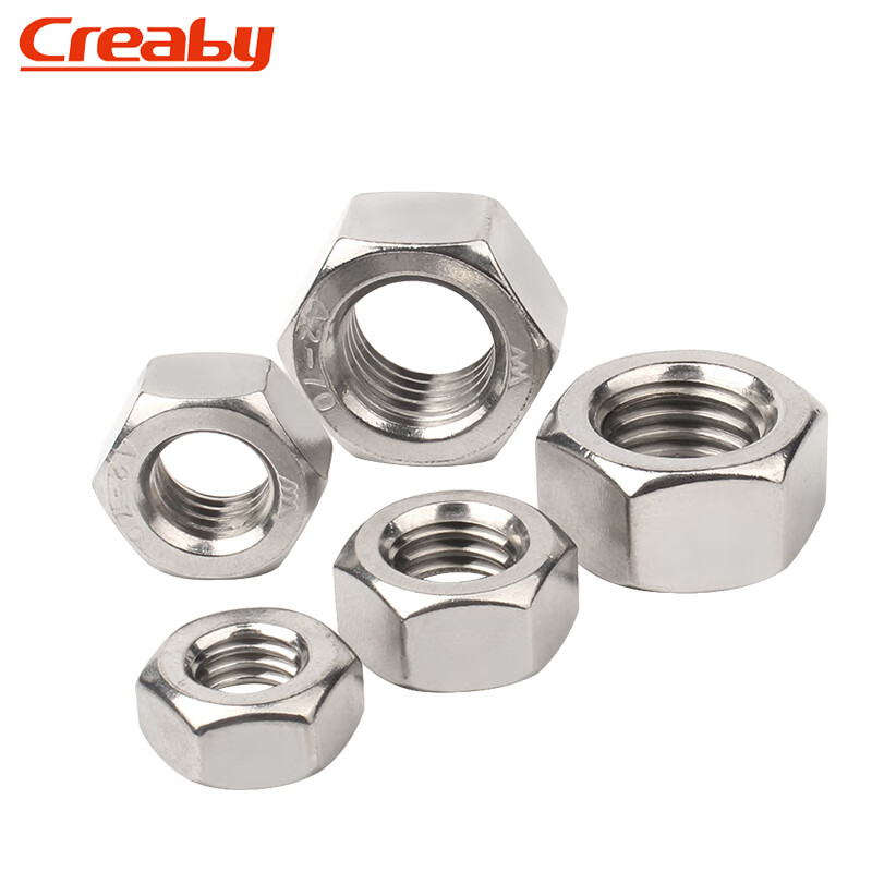 Creaby304 stainless steel hexagonal nut 201/316 hexagonal nut fine tooth anti-thread screw cap large national standard DIN934 M8 (15 pieces) 304 material